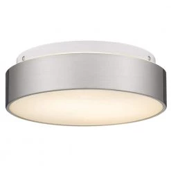 11.8 in. 2-Light Brushed Nickel Flush Mount Ceiling Light With Frosted Glass by JAZAVA