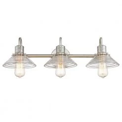 26 in. 3-Light Brushed Nickel Vanity Light with Metal Shade by JAZAVA