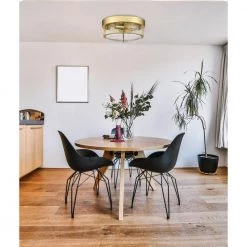 12 in. 2-Light Champagne Bronze With Seeded Glass Shade Ceiling Flush Mount Light by JAZAVA -JAZAVA Sales Store champagne bronze jazava flush mount lights hd4ftj22 f bgdm 1f 1000