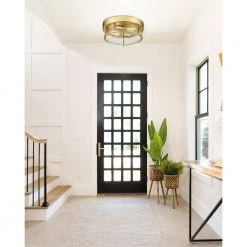 12 in. 2-Light Champagne Bronze With Seeded Glass Shade Ceiling Flush Mount Light by JAZAVA -JAZAVA Sales Store champagne bronze jazava flush mount lights hd4ftj22 f bgdm 4f 1000