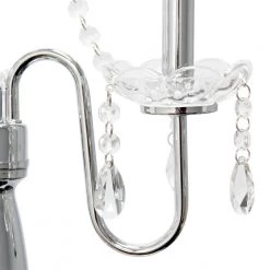 Crystal Palace 61.5 in. Trendy Romantic White Sheer Shade Chrome Floor Lamp with Hanging Crystals by Elegant Designs -JAZAVA Sales Store chrome and white elegant designs floor lamps lf1002 wht 1f 1000