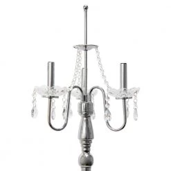Crystal Palace 61.5 in. Trendy Romantic White Sheer Shade Chrome Floor Lamp with Hanging Crystals by Elegant Designs -JAZAVA Sales Store chrome and white elegant designs floor lamps lf1002 wht 44 1000