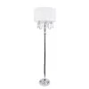 Crystal Palace 61.5 in. Trendy Romantic White Sheer Shade Chrome Floor Lamp with Hanging Crystals by Elegant Designs