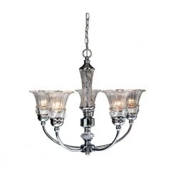 Glacier Petal Glass 5-Light Chrome Chandelier by Elegant Designs