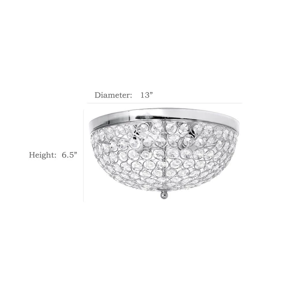 Elipse 13 in. 2-Light Chrome and Crystal Flush Mount by Elegant Designs 5 Elipse 13 in. 2-Light Chrome and Crystal Flush Mount by Elegant Designs - Image 5
