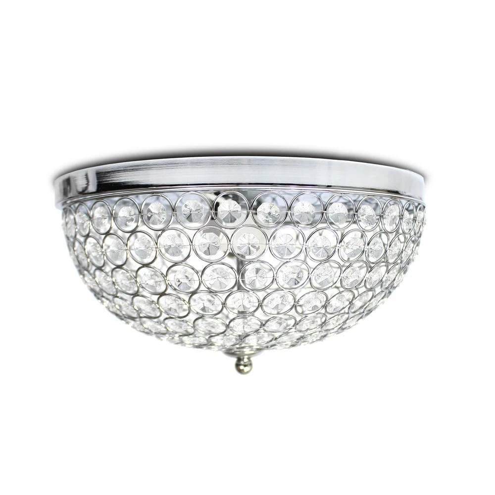 Elipse 13 in. 2-Light Chrome and Crystal Flush Mount by Elegant Designs 3 Elipse 13 in. 2-Light Chrome and Crystal Flush Mount by Elegant Designs - Image 3