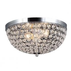 Elipse 13 in. 2-Light Chrome and Crystal Flush Mount by Elegant Designs