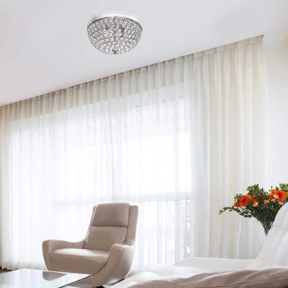 Elipse 13 in. 2-Light Chrome and Crystal Flush Mount by Elegant Designs 7 Elipse 13 in. 2-Light Chrome and Crystal Flush Mount by Elegant Designs - Image 7