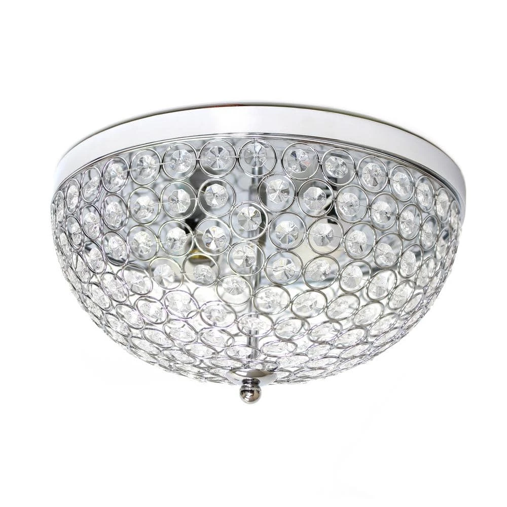 Elipse 13 in. 2-Light Chrome and Crystal Flush Mount by Elegant Designs 2 Elipse 13 in. 2-Light Chrome and Crystal Flush Mount by Elegant Designs - Image 2