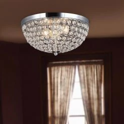 Elipse 13 in. 2-Light Chrome and Crystal Flush Mount by Elegant Designs 13 Elipse 13 in. 2-Light Chrome and Crystal Flush Mount by Elegant Designs -JAZAVA Sales Store chrome elegant designs flush mount lights fm1000 chr fa 1000