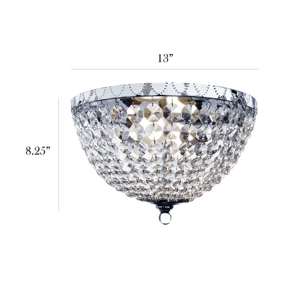 Victoria Crystal 2-Light Chrome Rain Drop Flush Mount by Elegant Designs 2 Victoria Crystal 2-Light Chrome Rain Drop Flush Mount by Elegant Designs - Image 2