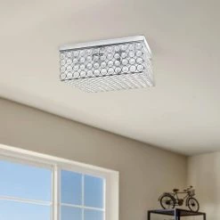 12 in. 2 Light Elipse Chrome Square Flush Mount by Elegant Designs -JAZAVA Sales Store chrome elegant designs flush mount lights fm1004 chr 44 1000