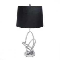26 in. Mod Art Polished Chrome Table Lamp with Black Shade by Elegant Designs -JAZAVA Sales Store chrome elegant designs table lamps lt1006 chr 4f 1000