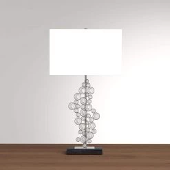 25 in. Prismatic Crystal Sequin and Chrome Table Lamp with White Shade by Elegant Designs -JAZAVA Sales Store chrome elegant designs table lamps lt1027 chr 31 1000