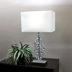 25 in. Prismatic Crystal Sequin and Chrome Table Lamp with White Shade by Elegant Designs -JAZAVA Sales Store chrome elegant designs table lamps lt1027 chr 76 1000