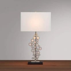 25 in. Prismatic Crystal Sequin and Chrome Table Lamp with White Shade by Elegant Designs -JAZAVA Sales Store chrome elegant designs table lamps lt1027 chr d4 1000