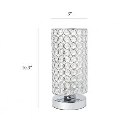10.75 in. 1-Light Chrome Elipse Crystal Bedside Nightstand Cylindrical Uplight Table Lamp by Elegant Designs -JAZAVA Sales Store chrome elegant designs table lamps lt1051 chr 4f 1000