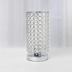 10.75 in. 1-Light Chrome Elipse Crystal Bedside Nightstand Cylindrical Uplight Table Lamp by Elegant Designs -JAZAVA Sales Store chrome elegant designs table lamps lt1051 chr 76 1000