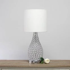 22 in. 1-Light Chrome Elipse Crystal Pinned Decorative Gourd Accent Table Lamp by Elegant Designs 10 22 in. 1-Light Chrome Elipse Crystal Pinned Decorative Gourd Accent Table Lamp by Elegant Designs -JAZAVA Sales Store chrome elegant designs table lamps lt1052 chr 44 1000