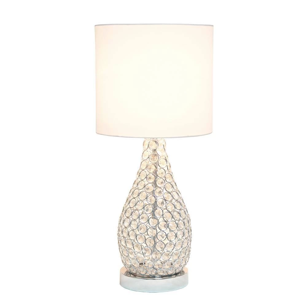 22 in. 1-Light Chrome Elipse Crystal Pinned Decorative Gourd Accent Table Lamp by Elegant Designs 2 22 in. 1-Light Chrome Elipse Crystal Pinned Decorative Gourd Accent Table Lamp by Elegant Designs - Image 2