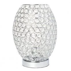 11 in. Chrome Elipse Crystal Decorative Curved Accent Uplight Table Lamp by Elegant Designs