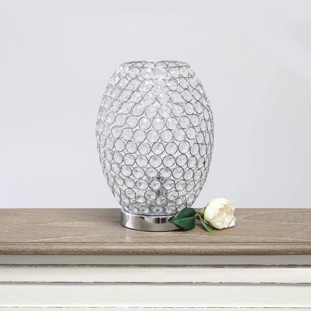 11 in. Chrome Elipse Crystal Decorative Curved Accent Uplight Table Lamp by Elegant Designs 7 11 in. Chrome Elipse Crystal Decorative Curved Accent Uplight Table Lamp by Elegant Designs - Image 7