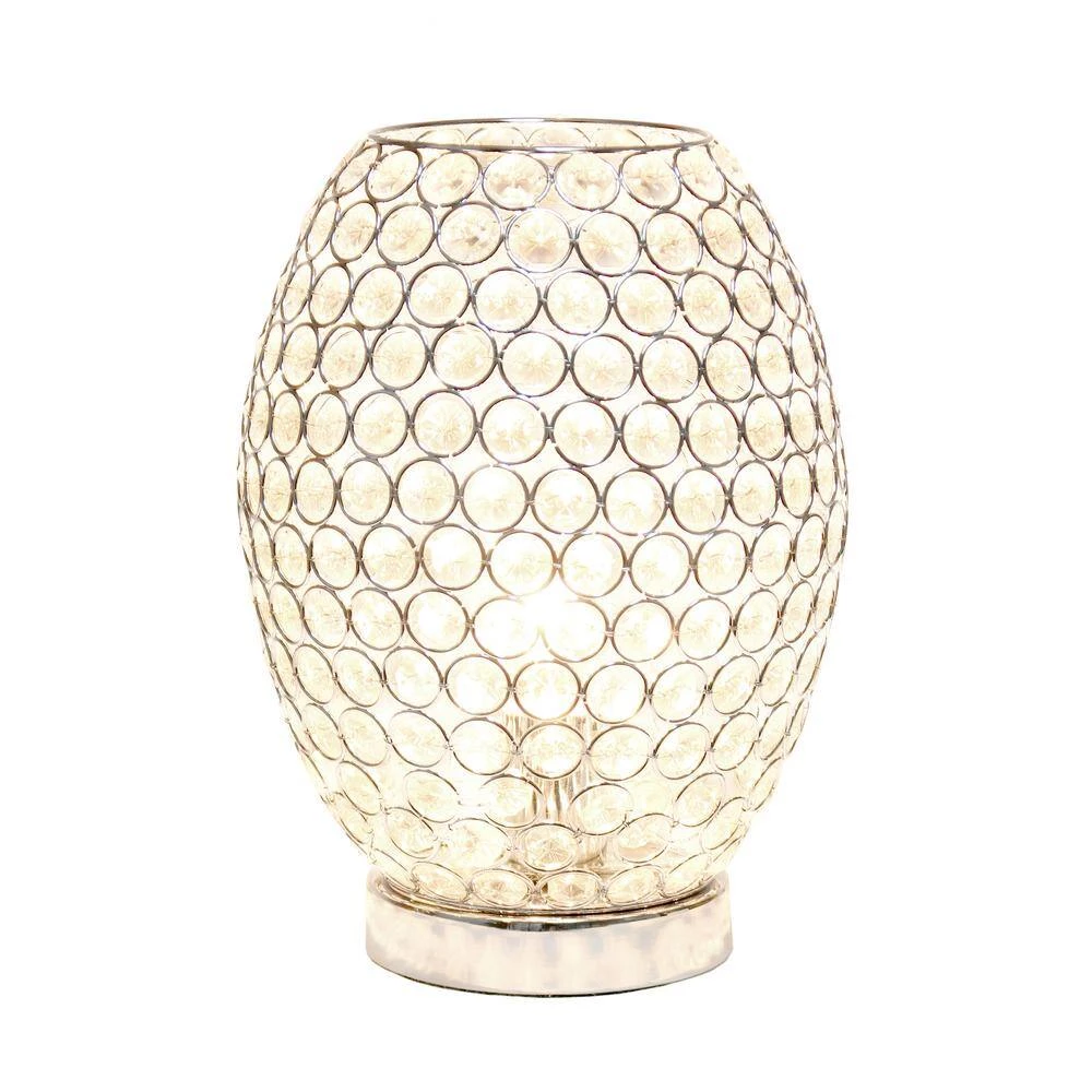 11 in. Chrome Elipse Crystal Decorative Curved Accent Uplight Table Lamp by Elegant Designs 2 11 in. Chrome Elipse Crystal Decorative Curved Accent Uplight Table Lamp by Elegant Designs - Image 2