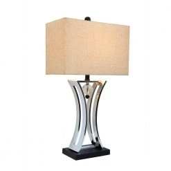 28.25 in. Chrome and Black Conference Room Hourglass Shape Pendulum Table Lamp by Elegant Designs -JAZAVA Sales Store chrome elegant designs table lamps lt2001 chr 4f 1000
