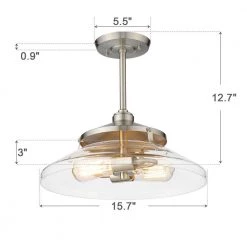 2-Light 15.7 in. Clear Glass Semi-Flush Mount by JAZAVA 7 2-Light 15.7 in. Clear Glass Semi-Flush Mount by JAZAVA -JAZAVA Sales Store clear glass jazava flush mount lights sma1134 bnk 1f 1000