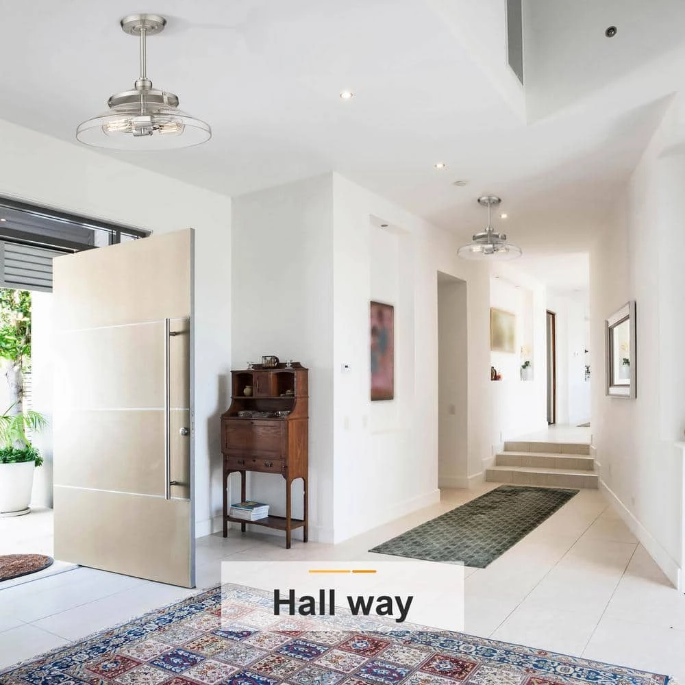 2-Light 15.7 in. Clear Glass Semi-Flush Mount by JAZAVA 3 2-Light 15.7 in. Clear Glass Semi-Flush Mount by JAZAVA - Image 3