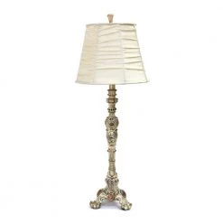Antique Style 31 in. Buffet Table Lamp with Cream Ruched Shade by Elegant Designs
