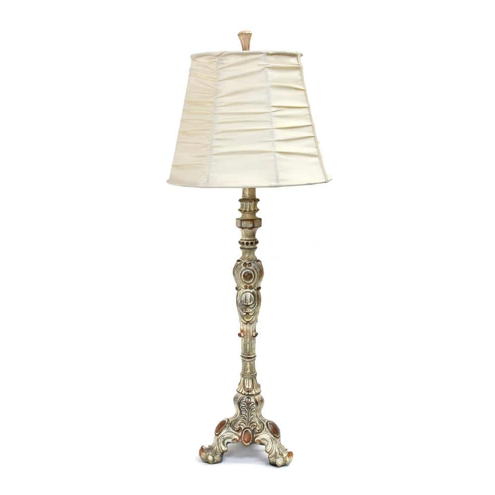Antique Style 31 in. Buffet Table Lamp with Cream Ruched Shade by Elegant Designs 1 Antique Style 31 in. Buffet Table Lamp with Cream Ruched Shade by Elegant Designs