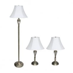 16 in. 3-Piece Antique Brass Lamp Set by Elegant Designs