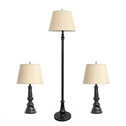 14.5 in. 3-Piece Restoration Bronze Lamp Set by Elegant Designs