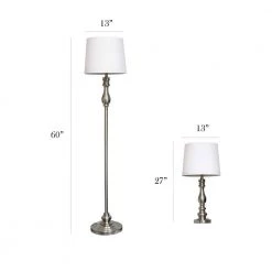 Brushed Steel Lamp Set (3-Piece) by Elegant Designs -JAZAVA Sales Store elegant designs lamp sets lc1015 bst 4f 1000