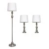 Brushed Steel Lamp Set (3-Piece) by Elegant Designs