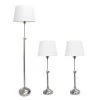 59 in. Brushed Nickel Adjustable Floor Lamp (3-Pack Set) by Elegant Designs