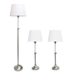59 in. Brushed Nickel Adjustable Floor Lamp (3-Pack Set) by Elegant Designs
