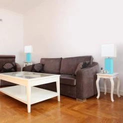 21 in. Modern Aqua Leather Table Lamps with White Fabric Shades (2-Pack) by Elegant Designs -JAZAVA Sales Store elegant designs lamp sets lc2000 aqu 2pk 31 1000