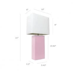 21 in. Modern Blush Pink Leather Table Lamps with White Fabric Shades (2-Pack) by Elegant Designs 8 21 in. Modern Blush Pink Leather Table Lamps with White Fabric Shades (2-Pack) by Elegant Designs -JAZAVA Sales Store elegant designs lamp sets lc2000 bpk 2pk 1f 1000