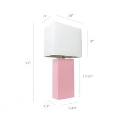 21 in. Modern Pink Leather Table Lamps with White Fabric Shades (2-Pack) by Elegant Designs -JAZAVA Sales Store elegant designs lamp sets lc2000 pnk 2pk 1f 1000
