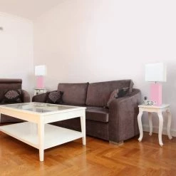 21 in. Modern Pink Leather Table Lamps with White Fabric Shades (2-Pack) by Elegant Designs -JAZAVA Sales Store elegant designs lamp sets lc2000 pnk 2pk 31 1000