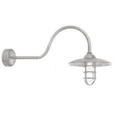 Retro Industrial 30 in. Arm 1-Light Galvanized Clear Glass Lens Outdoor Wall Mount Sconce by Troy RLM
