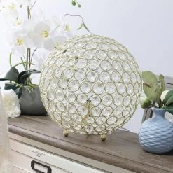 10 in. Gold Crystal Ball Sequin Table Lamp by Elegant Designs -JAZAVA Sales Store gold elegant designs novelty lamps lt1067 gld 76 1000