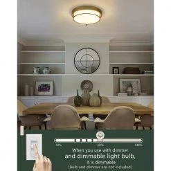 12 in. 2-Light Gold Modern Flush Mount Ceiling Light with Brass With Frosted Glass by JAZAVA -JAZAVA Sales Store gold jazava flush mount lights wz4822 2w bb 1f 1000