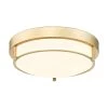12 in. 2-Light Gold Modern Flush Mount Ceiling Light with Brass With Frosted Glass by JAZAVA