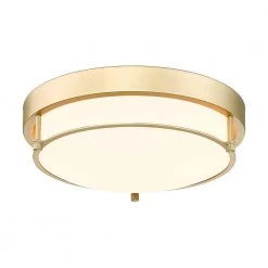 12 in. 2-Light Gold Modern Flush Mount Ceiling Light with Brass With Frosted Glass by JAZAVA