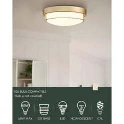 12 in. 2-Light Gold Modern Flush Mount Ceiling Light with Brass With Frosted Glass by JAZAVA -JAZAVA Sales Store gold jazava flush mount lights wz4822 2w bb fa 1000