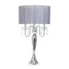 27 in. Gray Romantic Sheer Shade Table Lamp with Hanging Crystals by Elegant Designs
