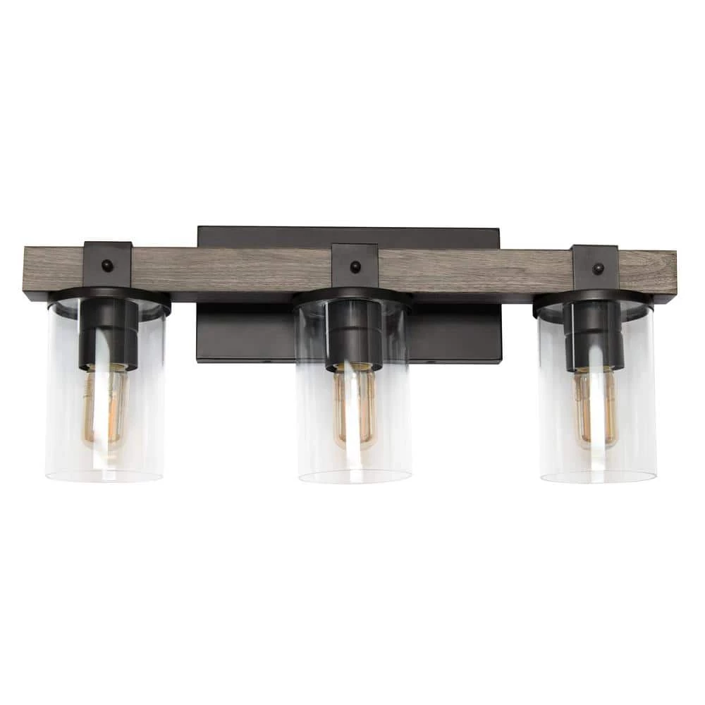 3-Light Gray Industrial Rustic Lantern Restored Wood Look Bath Vanity Light by Elegant Designs 1 3-Light Gray Industrial Rustic Lantern Restored Wood Look Bath Vanity Light by Elegant Designs